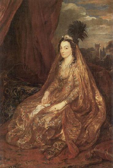 Anthony Van Dyck Portrat der Elisabeth oder Theresia Shirley in orientalischer Kleidung oil painting picture